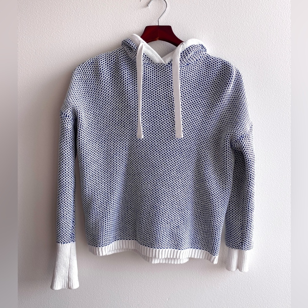 Rachel Zoe Waffle Knit Drawstring Pullover Hoodie Sweater